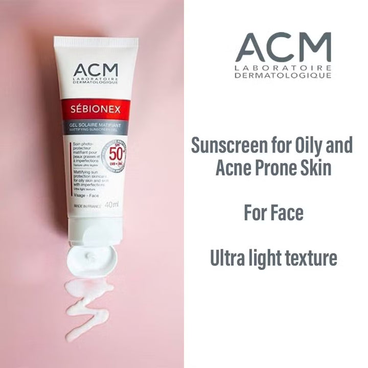 ACM Sebionex Spf 50+ Mattifying Sunscreen Gel - 40ml |  اي سي ام جل واقي شمس بعامل حماية  50+ مضاد للمعان 40 مل