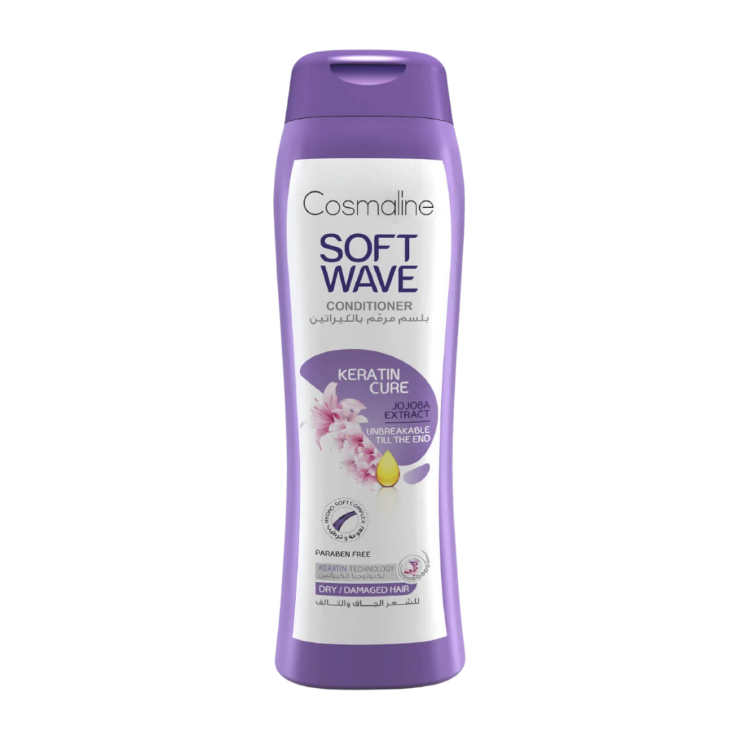 Cosmaline Soft Wave Keratin Cure Conditioner For Dry & Damaged Hair - 400ml | كوزمالين بلسم بالكيراتين للشعر الجاف والمتضرر - 400 مل