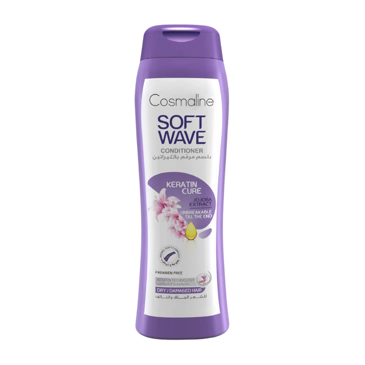 Cosmaline Soft Wave Keratin Cure Conditioner For Dry & Damaged Hair - 400ml | كوزمالين بلسم بالكيراتين للشعر الجاف والمتضرر - 400 مل