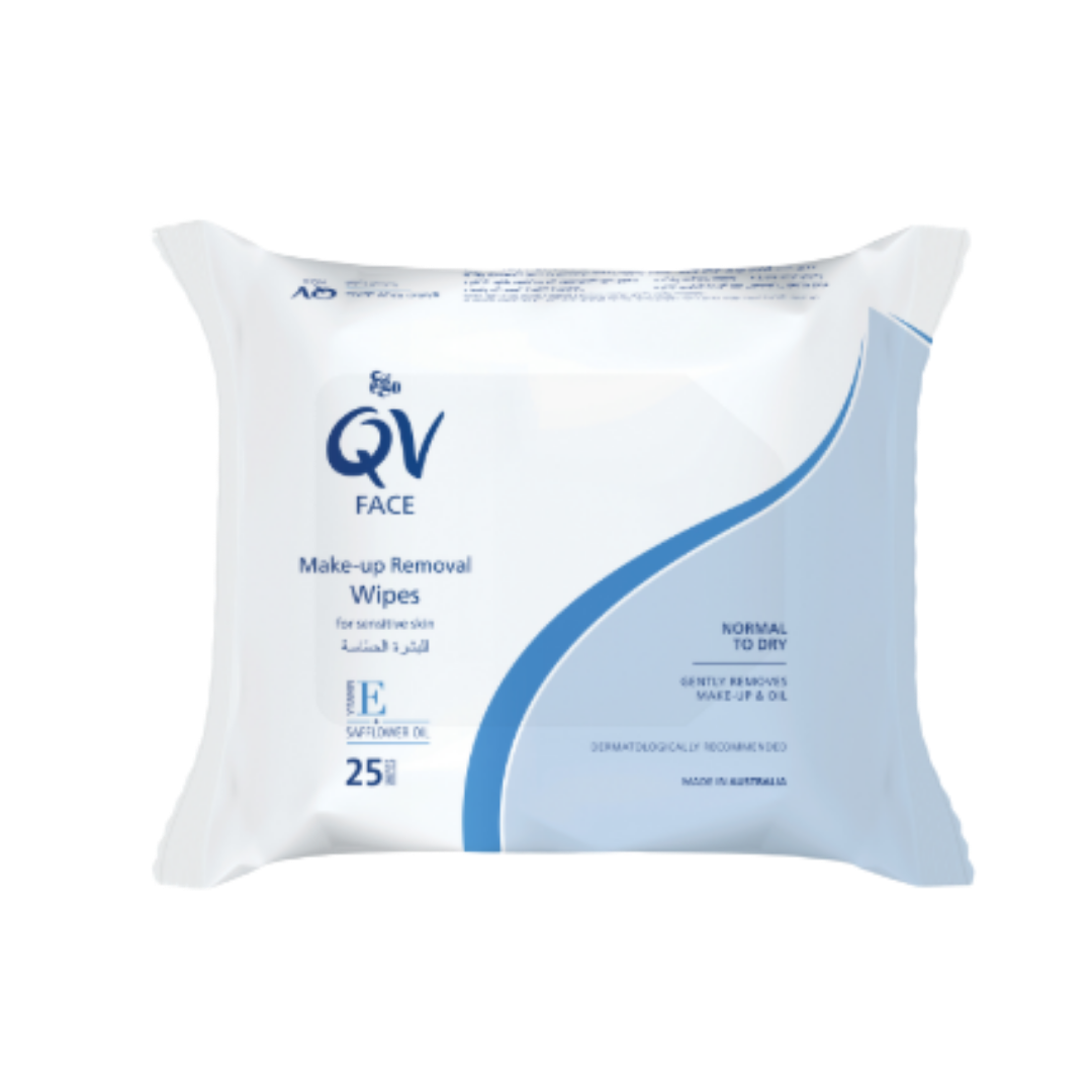 QV Face Make-up Removal Wipes Normal To Dry - 25 Wipes | كيو في مناديل مزيلة للمكياج  - 25 منديل