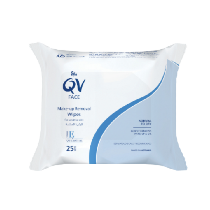QV Face Make-up Removal Wipes Normal To Dry - 25 Wipes | كيو في مناديل مزيلة للمكياج  - 25 منديل