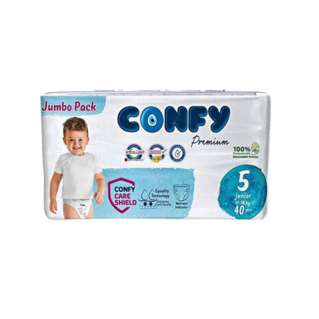 Confy Premium 5 junior Junior 11 - 18 KG 40 Pcs | كونفي بريميوم 5 جونيور 11-18 كجم – 40 قطعة