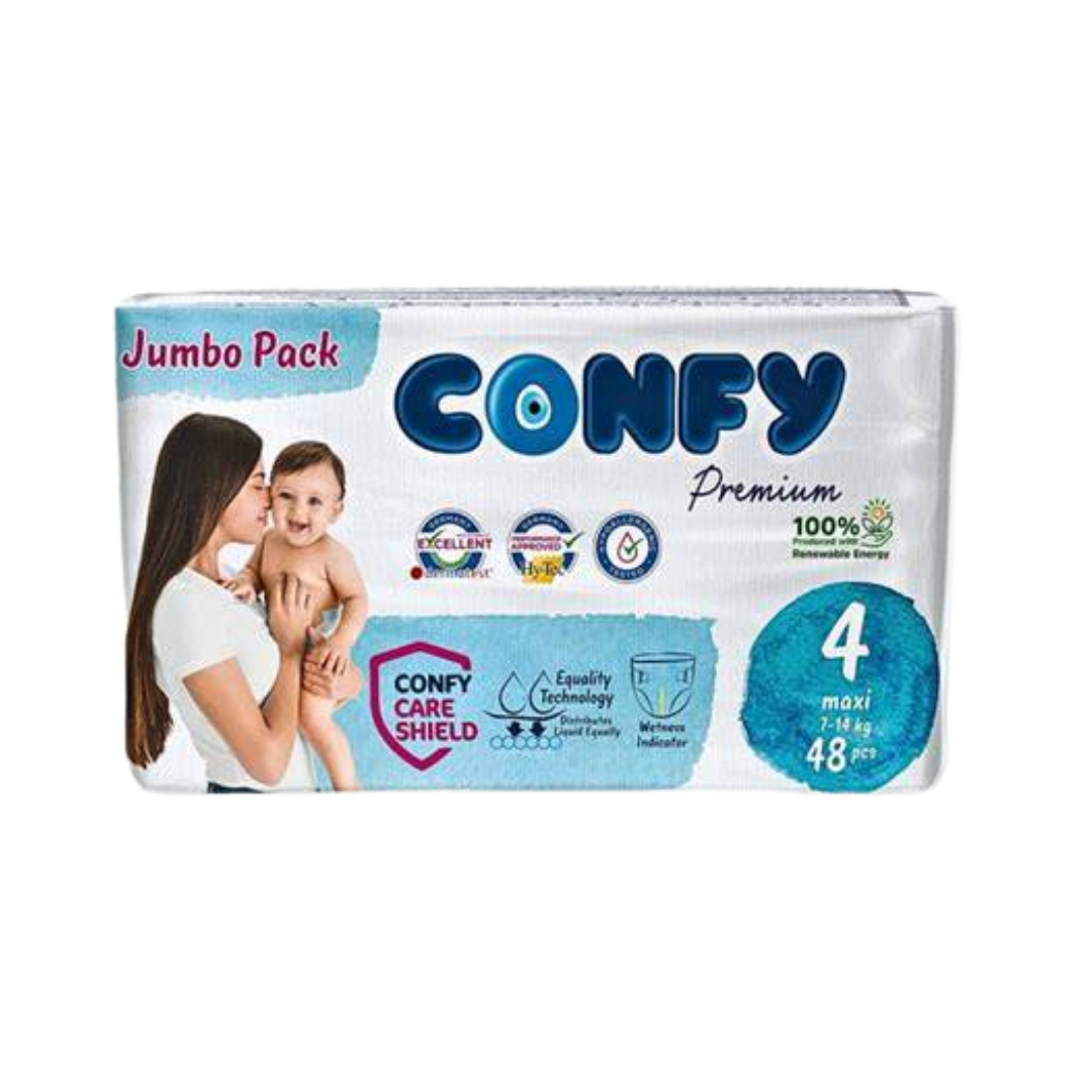 Confy premium 4 Maxi 7_14 kg 48 Pcs | كونفي حفاضات للاطفال 4 ماكسي 7_14 كغ - 48 قطعة