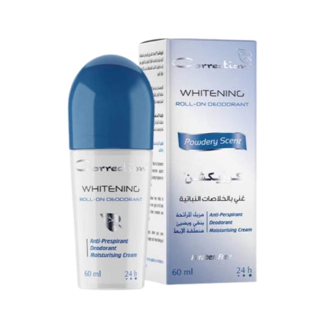 Correction Whitening-Deodorant Roll-On Powdery-Scent - 60ml | كوريكشن رول مزيل تعرق مفتح برائحة البودرة الناعمة - 60 مل