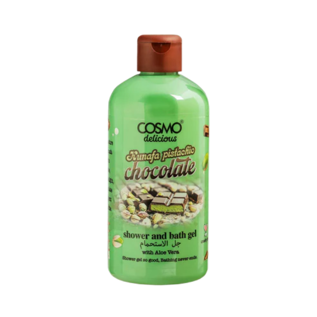 COSMO Kunafa Pistachio Chocolate Shower And Bath Gel - 500ml | كوزمو جل الاستحمام بالكنافة والبستاشيو والشوكولا - 500 مل
