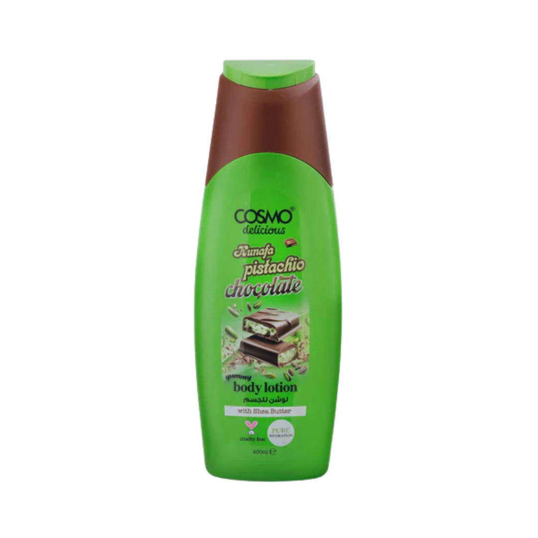 COSMO Kunafa Pistachio Chocolate Yummy Body Lotion - 400ml | كوزمو لوشن للجسم برائحة بستاشيو والكنافة والشوكولا - 400 مل