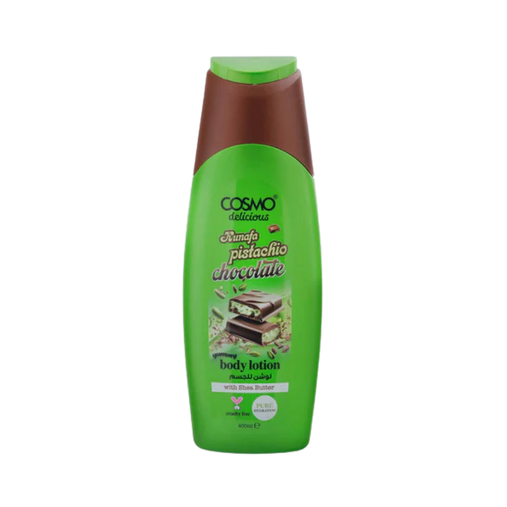 COSMO Kunafa Pistachio Chocolate Yummy Body Lotion - 400ml | كوزمو لوشن للجسم برائحة بستاشيو والكنافة والشوكولا - 400 مل