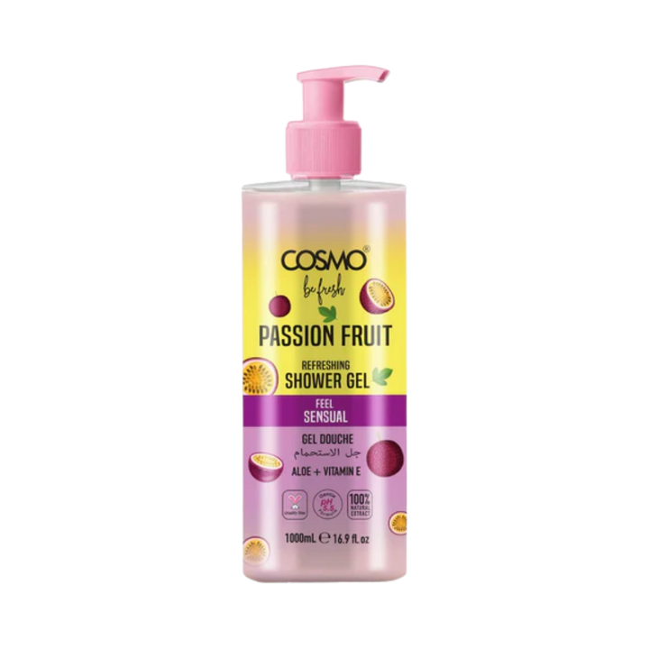 COSMO Passion Fruit Pefreshing Shower Gel - 1000ml | كوزمو جل الاستحمام برائحة الفواكه الاستوائية - 1000 مل