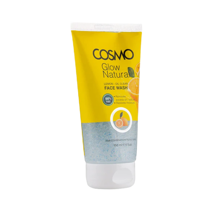COSMO GLOW NATURAL - LEMON OIL CLEAR FACE WASH - 150ml | كوزمو غسول التخلص من الزيوت بالليمون - 150 مل