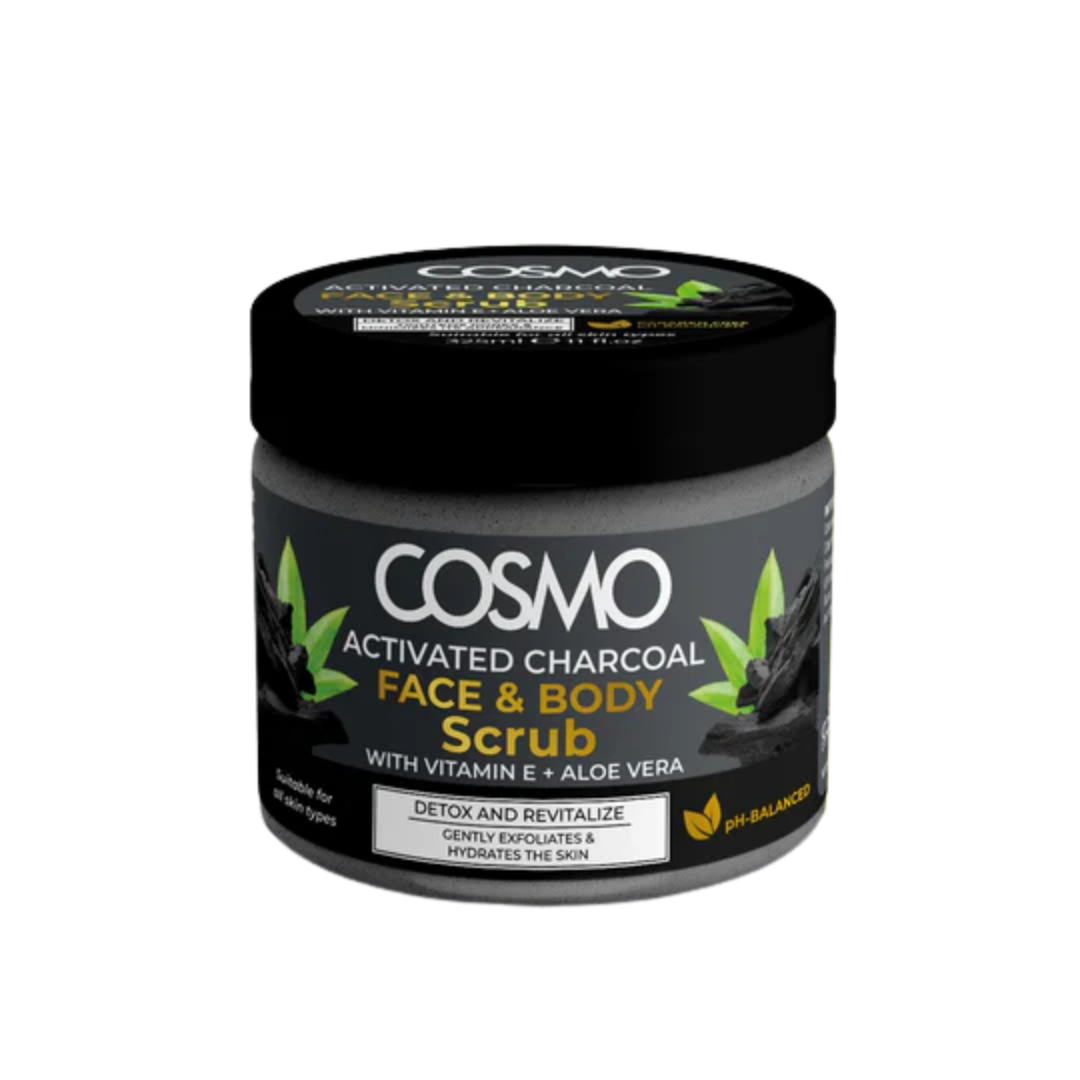 COSMO Charcoal Detox Face & Body Scrub - 500ml | كوزمو مقشر للوجه و الجسم بالفحم النشط - 500 مل