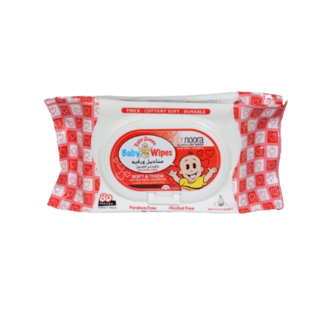 Dr.noora Baby Wipes Alchohol Free - 80pcs | د. نورا مناديل للأطفال - 80 قطعة