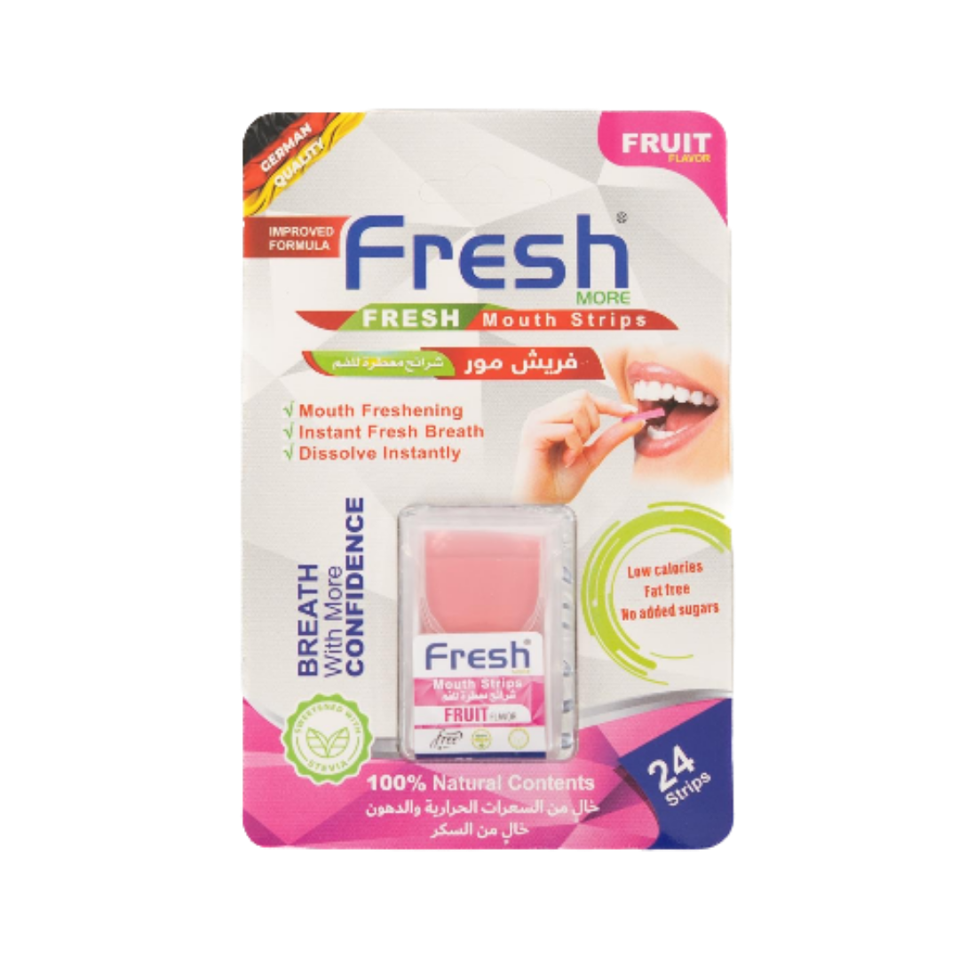 Fresh Fruit Flavor Mouthwash, 24 Strips | فريش شرائح منعشة للفم بطعم الفواكه - 24 شريحة