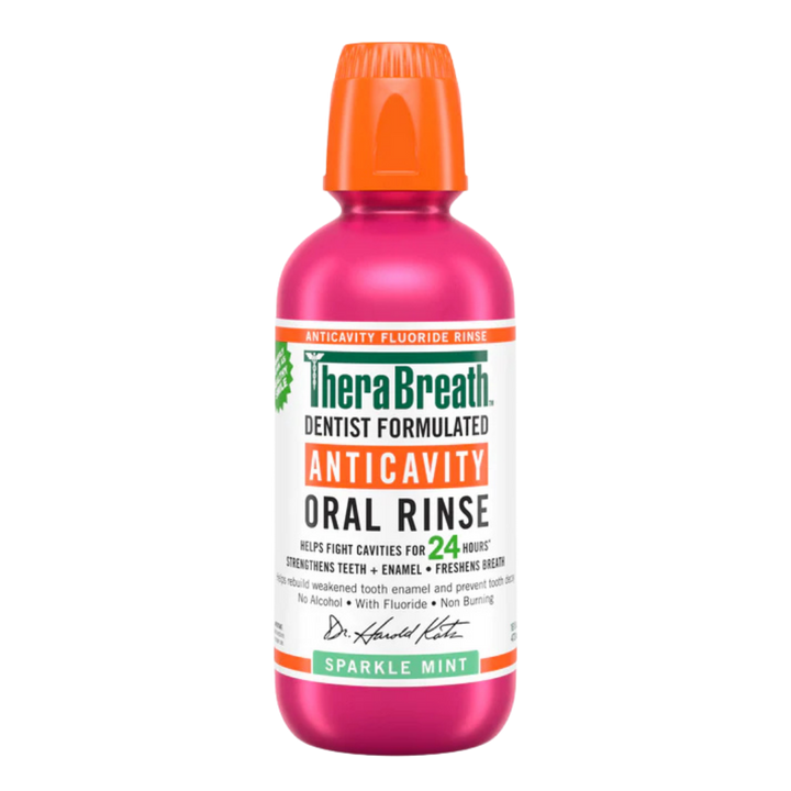 TheraBreath Dentist Formulated Anticavity Oral Rinse Sparkle Mint - 473ml | ثيرا بريث غسول للفم ضد التسوس - 473 مل