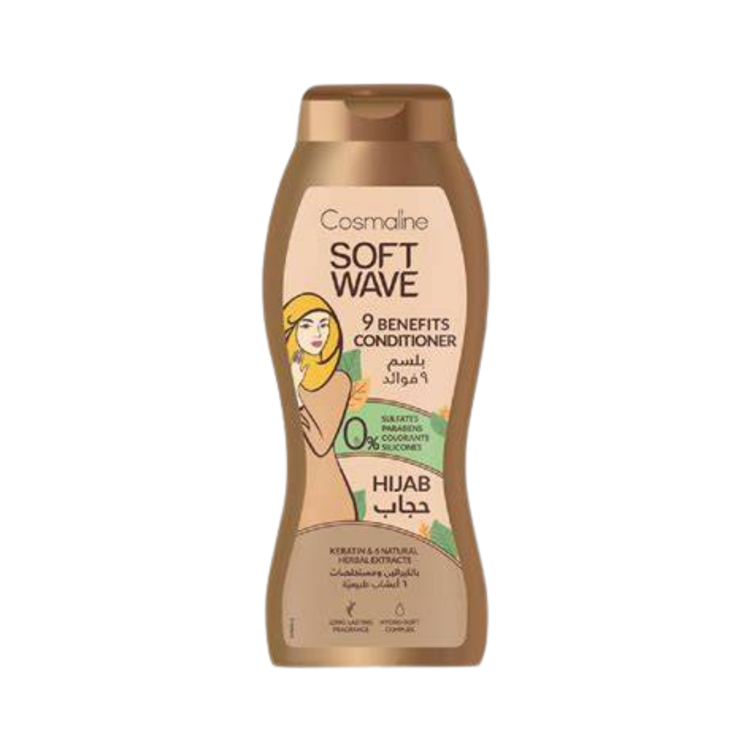 COSMALINE Soft Wave Hijab Sulfate And Silicone Free Conditioner - 400ml | بلسم سوفت ويف لشعر المحجبات خالي من الكبريتات والسيليكون من كوزمولاين 400 مل