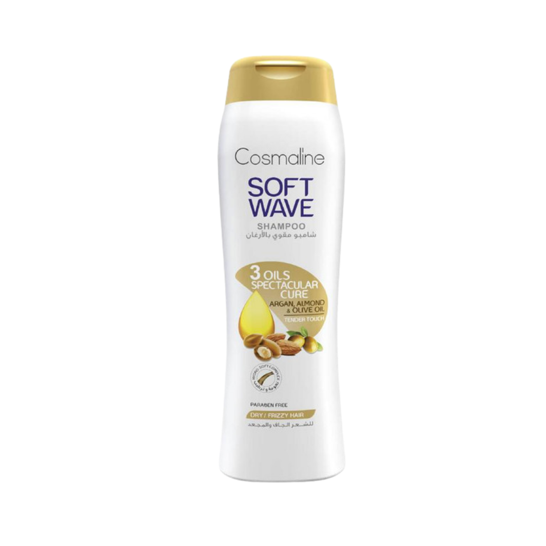 COSMALINE Soft Wave Shampoo 3 Oils Spectacular Cure - 400ml | كوزمالين شامبو لشعر ناعم و مرن - 400 مل