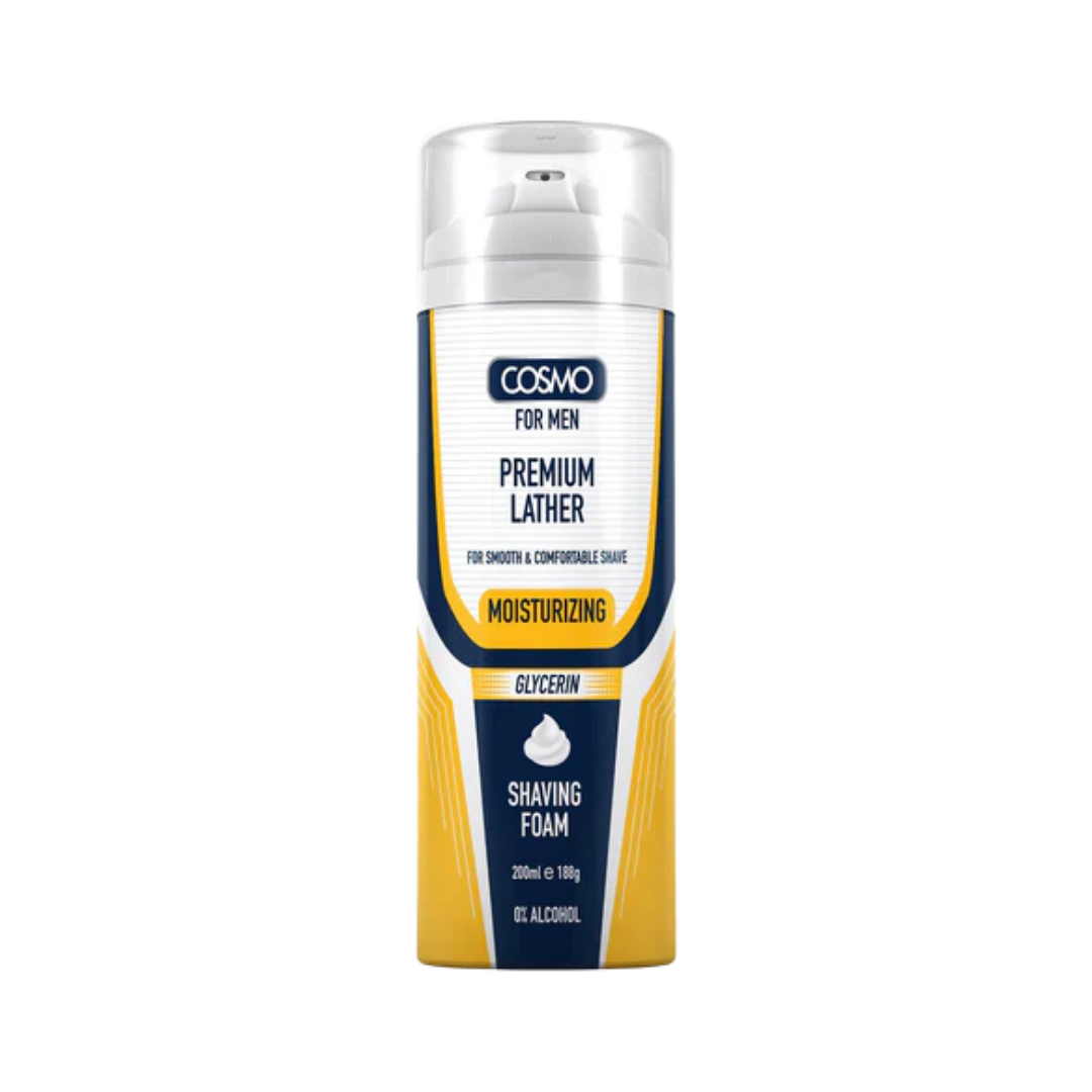 Cosmo For Men Premium Lather Moisturizing Shaving Foam - 200ml | كوزمو رغوة حلاقة - 200 مل