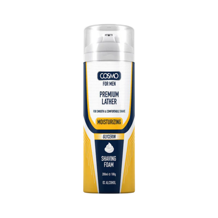 Cosmo For Men Premium Lather Moisturizing Shaving Foam - 200ml | كوزمو رغوة حلاقة - 200 مل