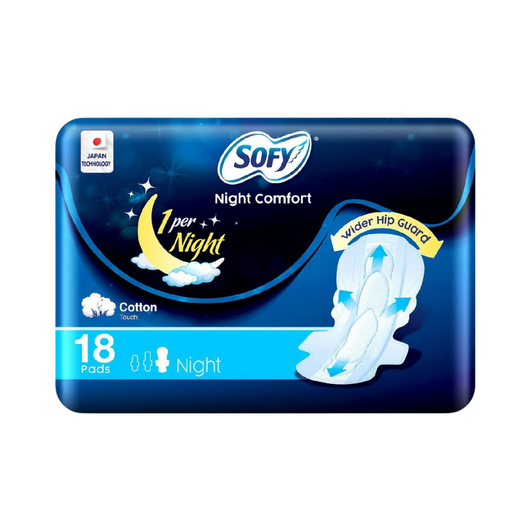 Sofy Night Comfort Extra Long pads- 18Pcs | سوفي فوط نسائية ليلية - 18 قطعة