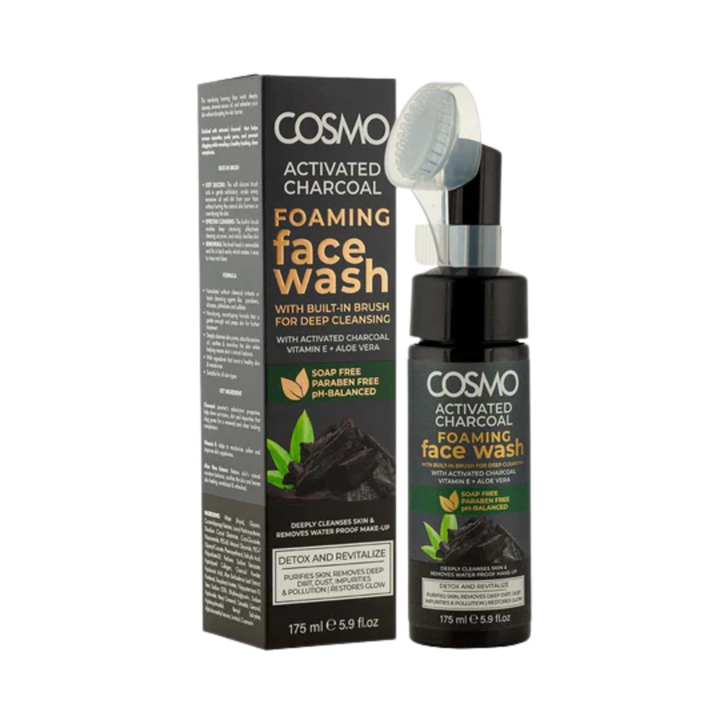 COSMO Activated Charcoal Foaming Face Wash - 175ml | كوزمو غسول الوجه الرغوي بالفحم الفعال - 175 مل
