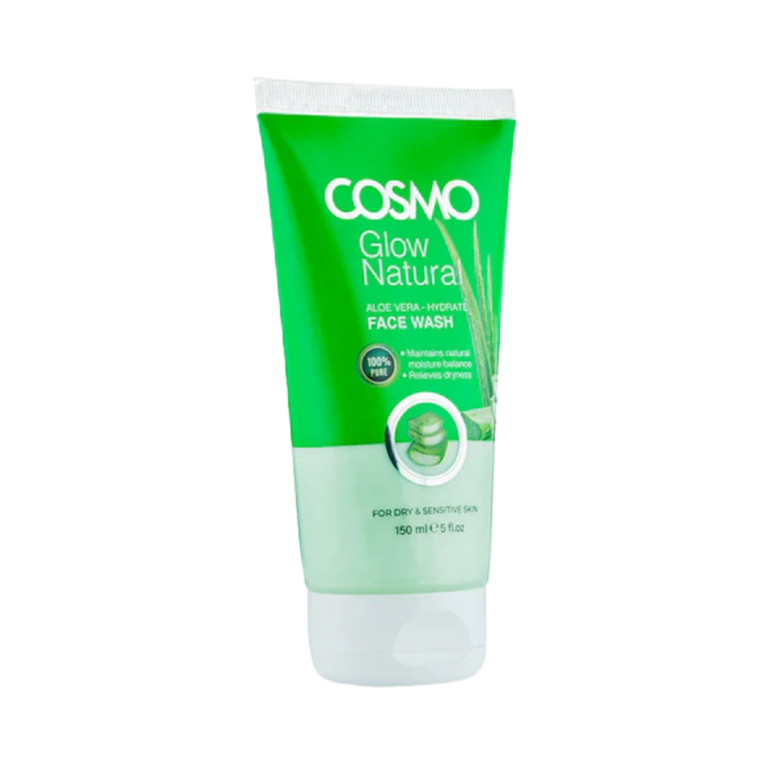 COSMO Glow Natural Aloe Vera - Hydrate Face Wash - 150ml | كوزمو غسول مرطب للوجه بالألوفيرا - 150 مل