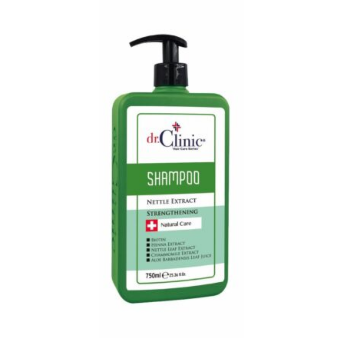 dr.Clinic Shampoo Nettle Extract Strengthening - 750ml | دكتور كلينيك شامبو مقوّي بمستخلص القراص –750 مل