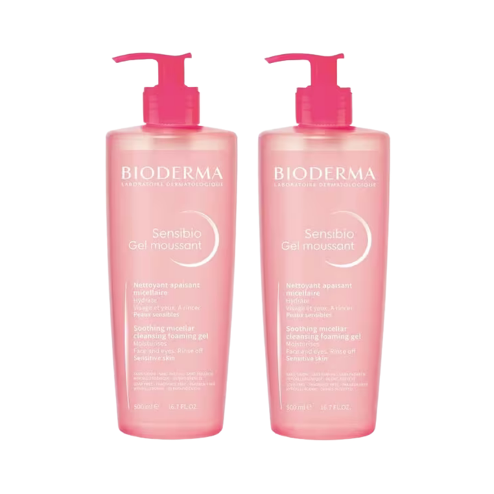 BIODERMA Sensibio Gel Moussant Special Offer 1+1 - 500x500ml | بيوديرما سينسيبيو جل منظف رغوي عرض خاص 1+1 - 500×500 مل
