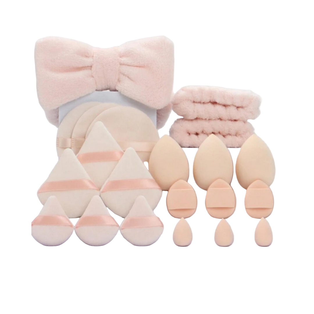 Beige makeup sponge set - 21 pcs| مجموعة اسفنجات مكياج -12 قطعة