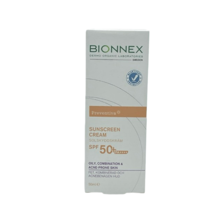 BIONNEX Sunscreen Cream Oily Combination & Acne - prone Skin Spf 50 - 50ml | بايونيكس كريم واقي شمسي للبشرة الدهنية و المختلطة spf50 - 50 مل