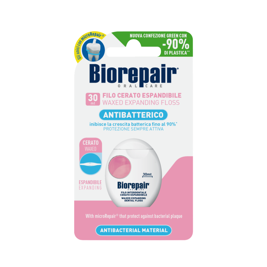 Biorepair Antibacterial Material Waxed Floss | بايوريبير خيط تنظيف الأسنان مضاد للبكتيريا