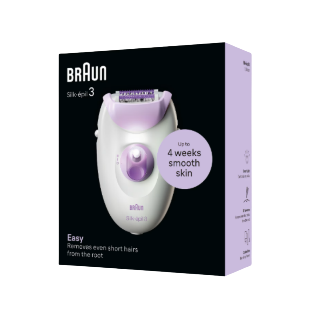 BRAUN Silk Epil 3 Easy Removes Even Short Hairs From The Root | براون سيلك إبيل 3 لإزالة الشعر