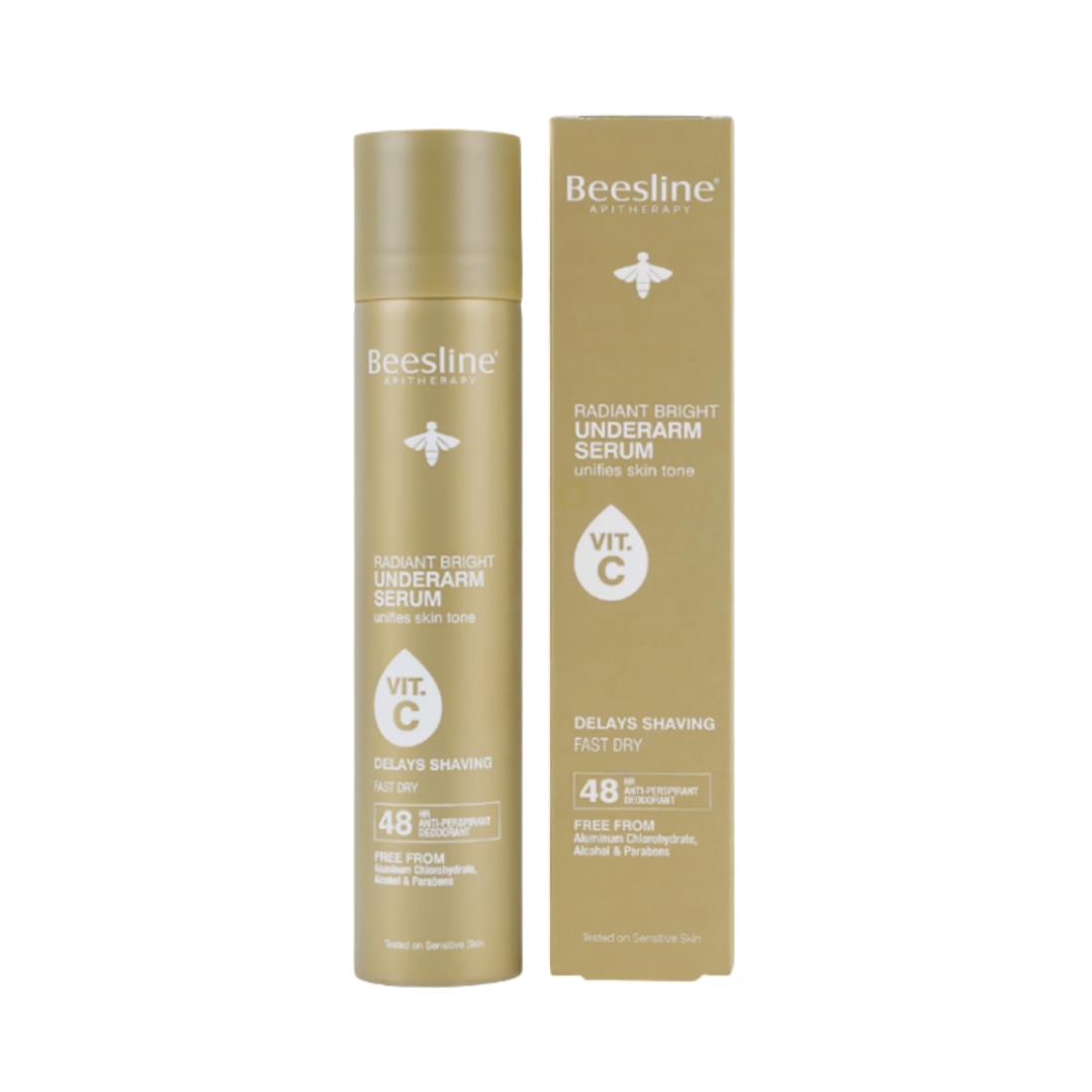 Beesline Radiant Bright Underarm Serum Vit C Spray 48h - 150ml | بيزلين بخاخ مضاد للتعرق و مفتح تحت الابط بفيتامين سي - 150 مل