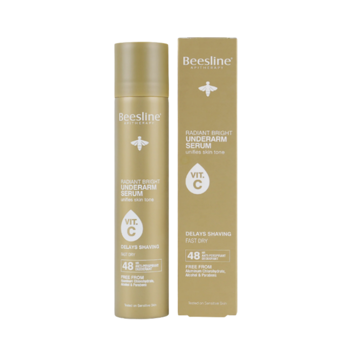 Beesline Radiant Bright Underarm Serum Vit C Spray 48h - 150ml | بيزلين بخاخ مضاد للتعرق و مفتح تحت الابط بفيتامين سي - 150 مل