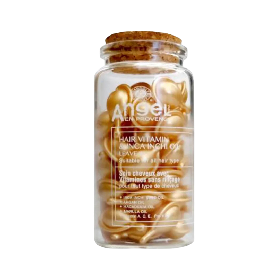 Angel Hair Vitamin And Inca Inchi Leave In Oil - 40 x 0.8ml |  انجل كبسولات زيت ليف ان بالفيتامينات