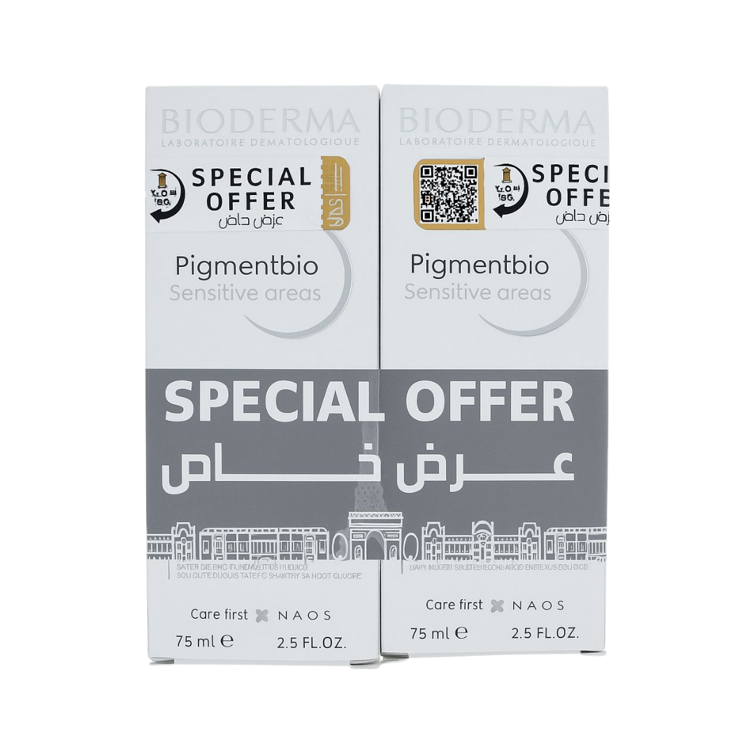 BIODERMA Pigmentbio Sensitive Areas Special Offer - 75x75ml | بيوديرما بيغمنتبيو للمناطق الحساسة عرض خاص - 75×75 مل