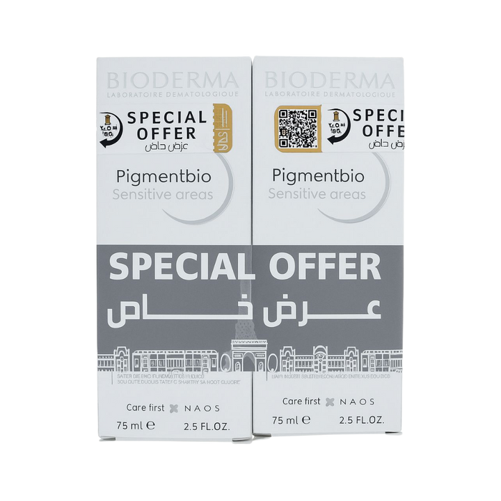 BIODERMA Pigmentbio Sensitive Areas Special Offer - 75x75ml | بيوديرما بيغمنتبيو للمناطق الحساسة عرض خاص - 75×75 مل