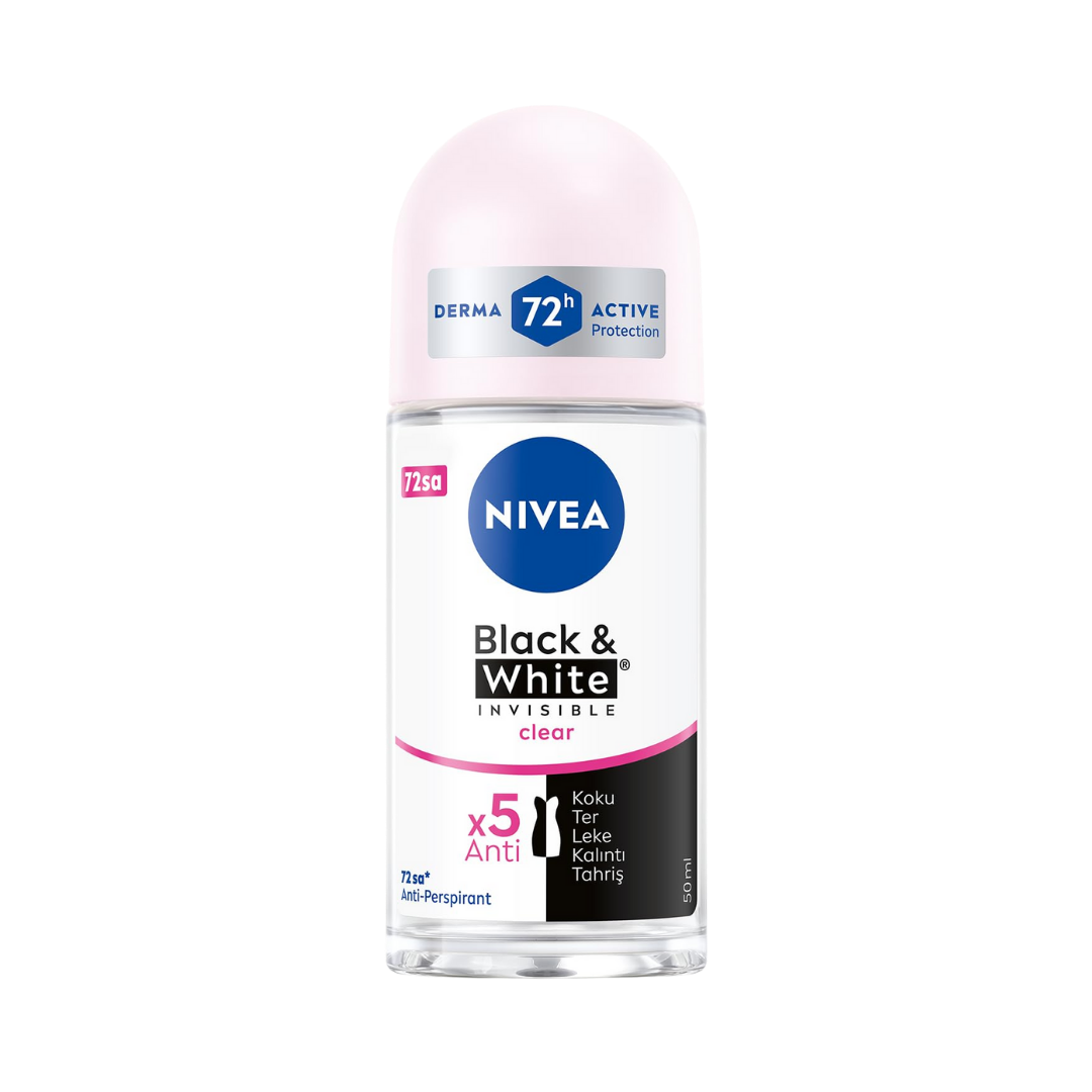 Nivea Roll On Woman Black White Invisible Clear - 50ml | نيفيا رول أون للنساء بلاك آند وايت إنفزبل كلير – ٥٠ مل