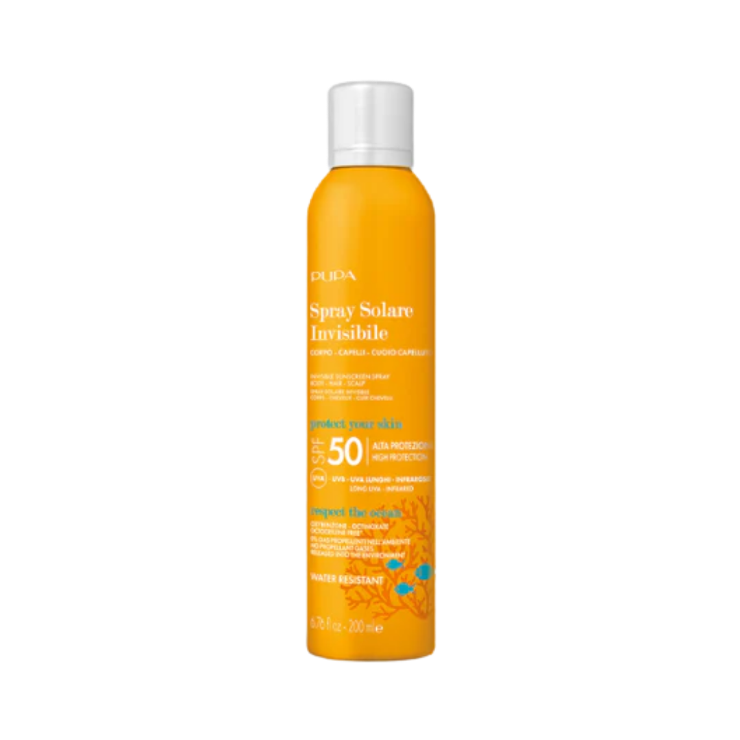 Pupa Sunscreen Spray For Body & Hair Solare Invisibile SPF 50 - 200ml | بوبا – بخاخ واقي الشمس الشفاف للجسم  SPF 50 – 200 مل