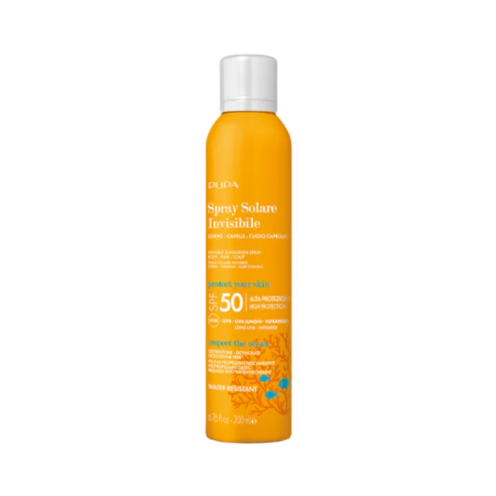 Pupa Sunscreen Spray For Body & Hair Solare Invisibile SPF 50 - 200ml | بوبا – بخاخ واقي الشمس الشفاف للجسم  SPF 50 – 200 مل