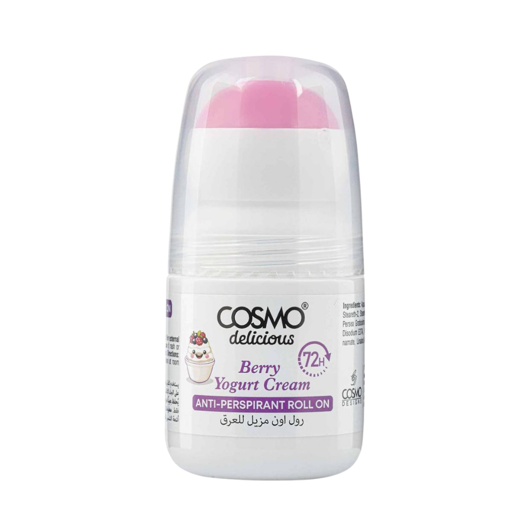 COSMO Berry Yogurt Cream Anti- Perspirant Roll On 72H - 50ml | مزيل عرق كوزمو كريم بنكهة التوت والزبادي مضاد للتعرّق لمدة 72 ساعة – 50 مل