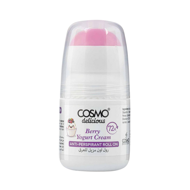 COSMO Berry Yogurt Cream Anti- Perspirant Roll On 72H - 50ml | مزيل عرق كوزمو كريم بنكهة التوت والزبادي مضاد للتعرّق لمدة 72 ساعة – 50 مل