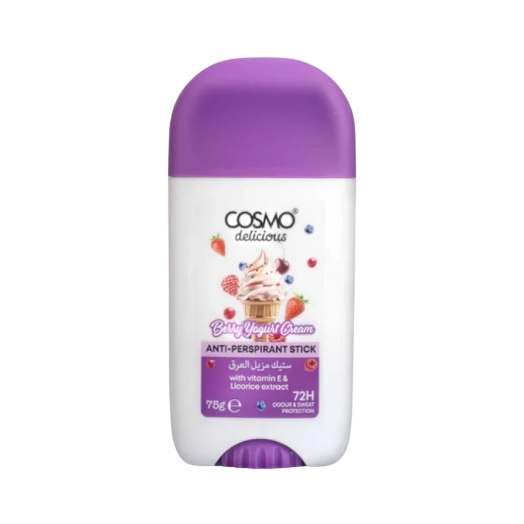 COSMO Berry Yogurt Cream Anti-Perspirant Stick 72H - 75g | ستيک كوزمو برائحة التوت والزبادي الكريمي مضاد للتعرق لمدة 72 ساعة – 75 جم
