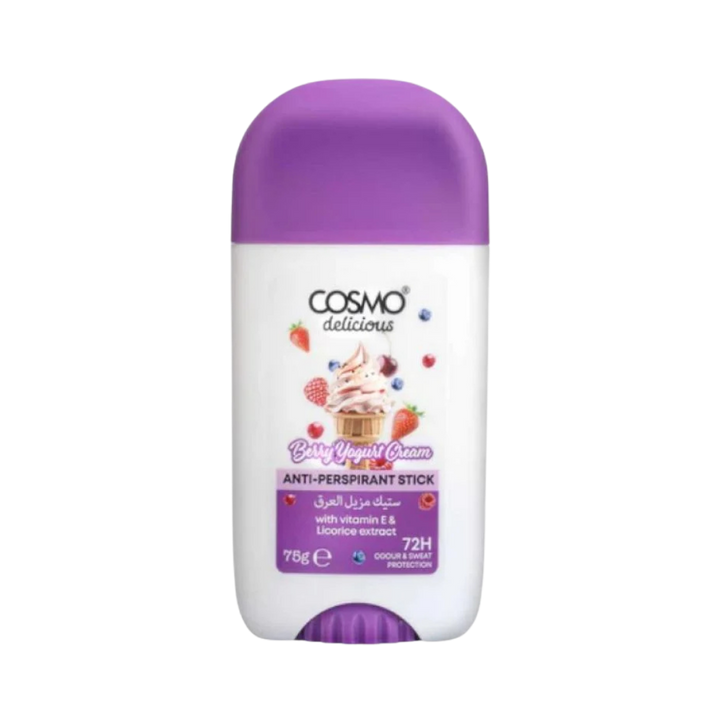 COSMO Berry Yogurt Cream Anti-Perspirant Stick 72H - 75g | ستيک كوزمو برائحة التوت والزبادي الكريمي مضاد للتعرق لمدة 72 ساعة – 75 جم