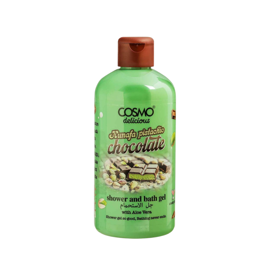 COSMO Kunafa Pistachio Chocolate Shower And Bath Gel - 500ml | كوزمو جل الاستحمام بالكنافة والبستاشيو والشوكولا - 500 مل