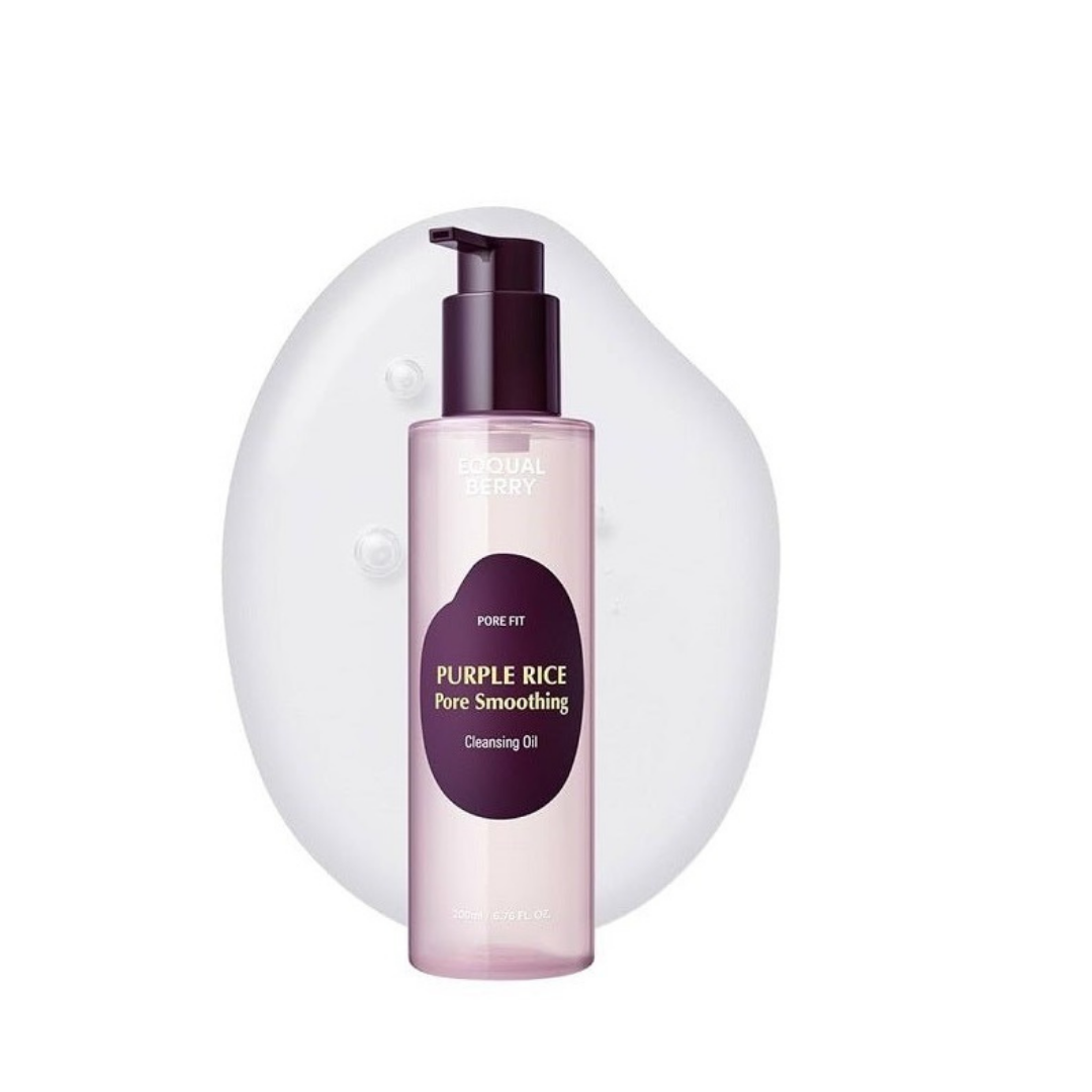 EQQUALBERRY Purple Rice Pore Smoothing Cleansing Oil - 200ml| ايكوال بيري زيت تنظيف المسام بتقنية الأرز البنفسجي-200 مل