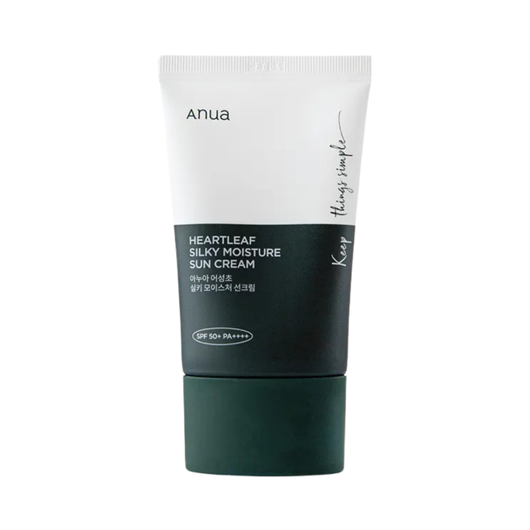 anua Heartleaf Silky Moisture Sun Cream SPF50+ - 50ml | كريم واقٍ من الشمس الهارتليف للترطيب الحريري SPF50+ من أنوا - 50 مل