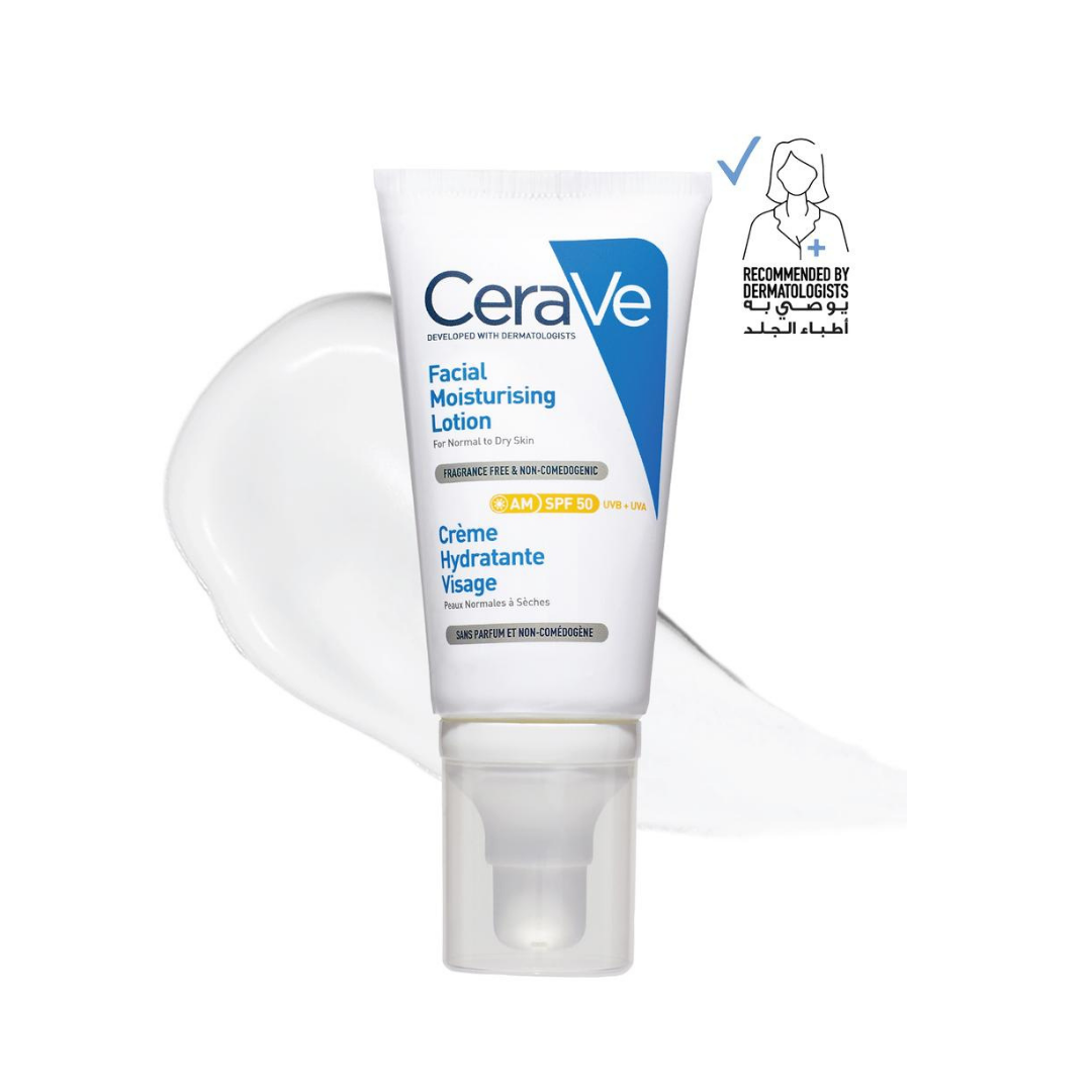 CeraVe AM Facial Moisturizing Lotion SPF50 for Normal to Dry Skin - 52ml | سيرافي مرطب نهاري مع عامل حماية من الشمس - 52 مل
