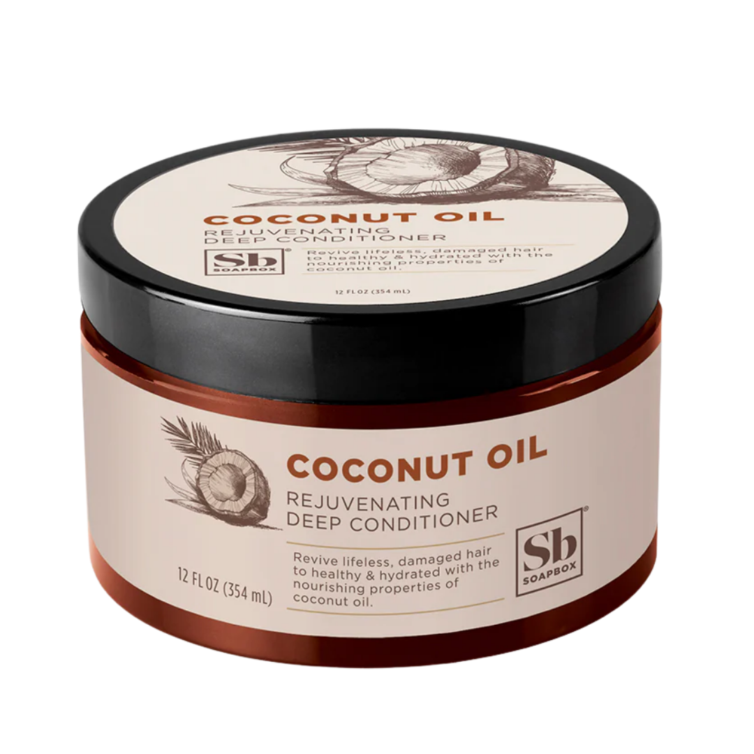 Soapbox Deep Conditioner, Hydrating & Rejuvenating Coconut Oil Treatment for Natural - 354 ml |سوب بوكس بلسم عميق بزيت جوز الهند للترطيب والتجديد للشعر الطبيعي – 354 مل