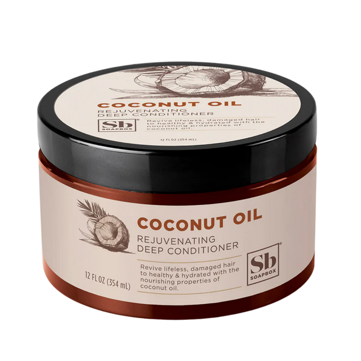 Soapbox Deep Conditioner, Hydrating & Rejuvenating Coconut Oil Treatment for Natural - 354 ml |سوب بوكس بلسم عميق بزيت جوز الهند للترطيب والتجديد للشعر الطبيعي – 354 مل
