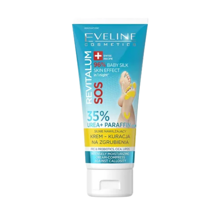 Eveline Cosmetics Revitalum SOS 35% Urea + Paraffin Foot Cream - 75ml | إيفلين كوزماتيك ريفيتالوم إس أو إس كريم القدمين باليوريا 35٪ والبارافين - 75 مل