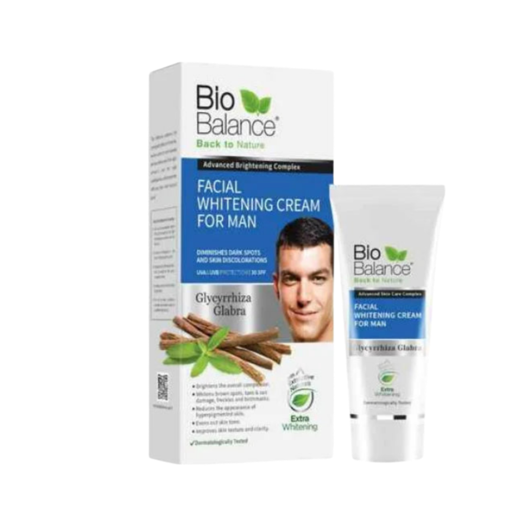 BIO BALANCE Facial Whitening Cream For Men - 60ml | بايو بالانس كريم مفتح للوجه للرجال مع واقي شمس  - 60 مل